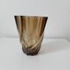 Twisted smoked glass vase