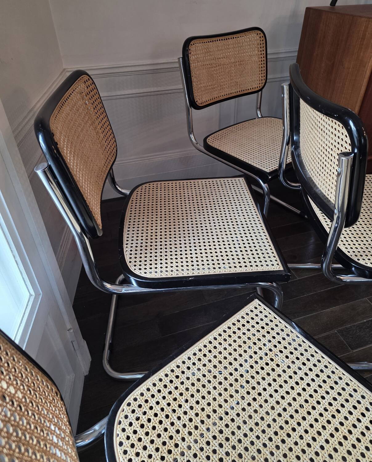 Set of 6 Cesca B32 Marcel Breuer black vintage chairs Made in Italy