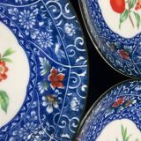 Set of 10 signed porcelain dessert plates with fruit decoration