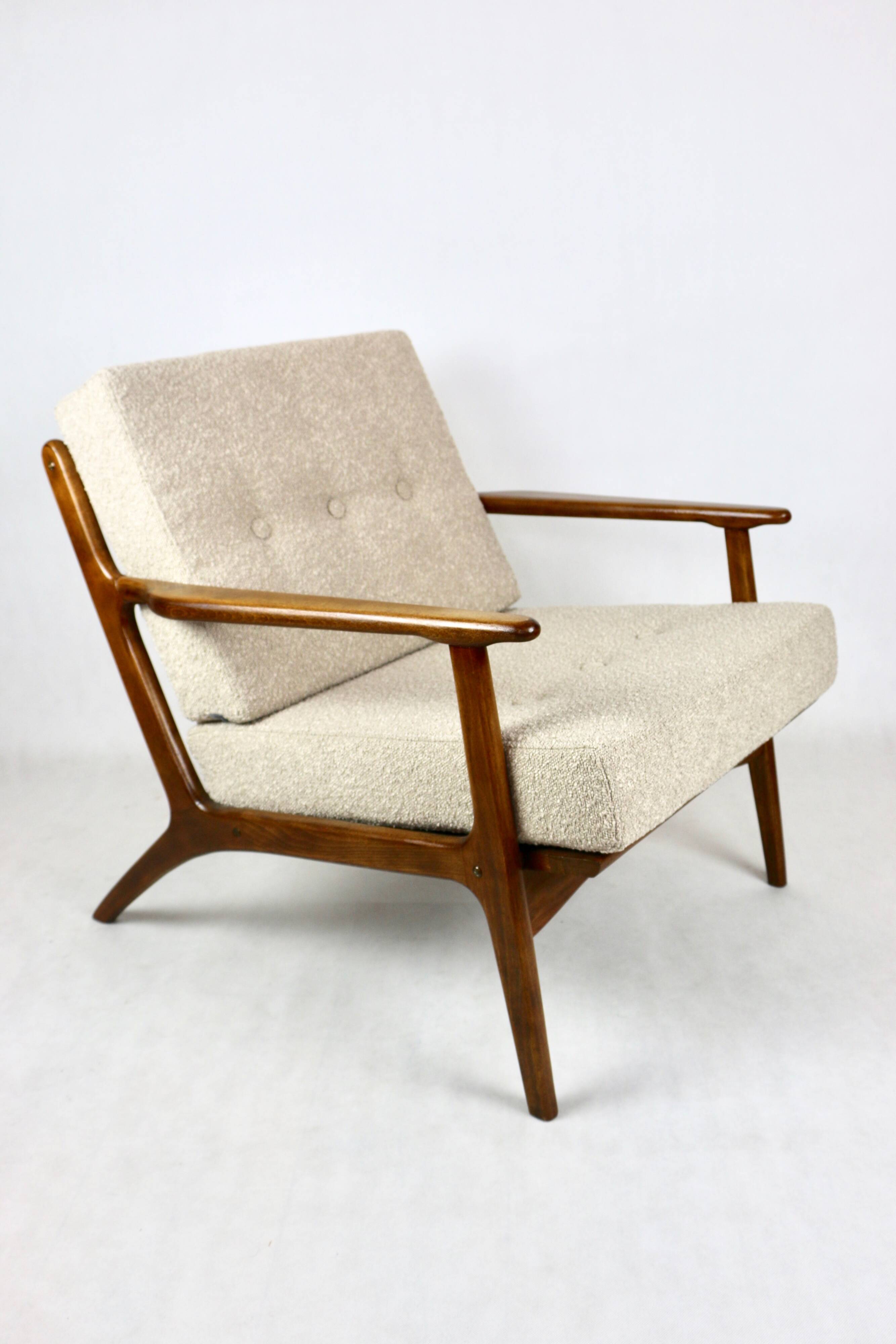 Danish Vintage Beige Boucle Armchair, 1970s