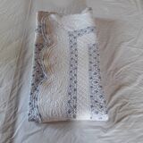 Plaid / bed throw reversible boutis white blue floral pattern brand Soleiado