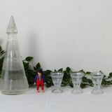 Carafe tronconique et ses 3 verres