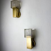 Pair of cubic Murano glass wall lights by Gaetano Sciolari, Italy, circa 1970s