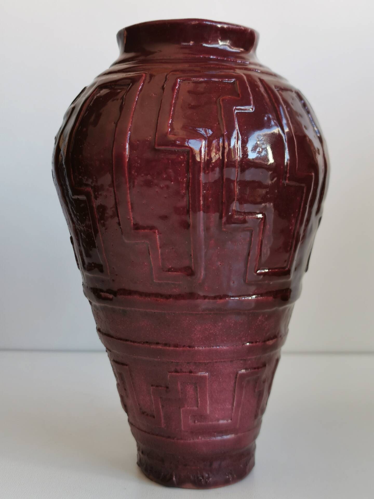 Glazed terracotta vase Art Deco signed WW