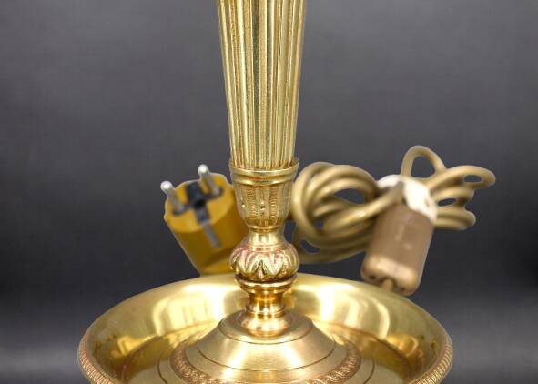 Bronze Bouillotte Lamp in Empire Style with Tin Shade