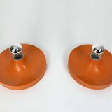 Pair of Space Age Teka wall lights, Germany in aluminum, Flush, Disc, 1960-70