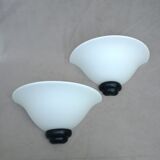 2 opal glass half bell sconces