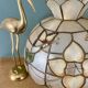 Vintage mother-of-pearl and brass lampshade pendant with flower and butterfly decorations