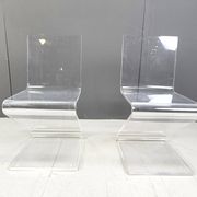 Pair of lucite zigzag dining chairs, 1980s
