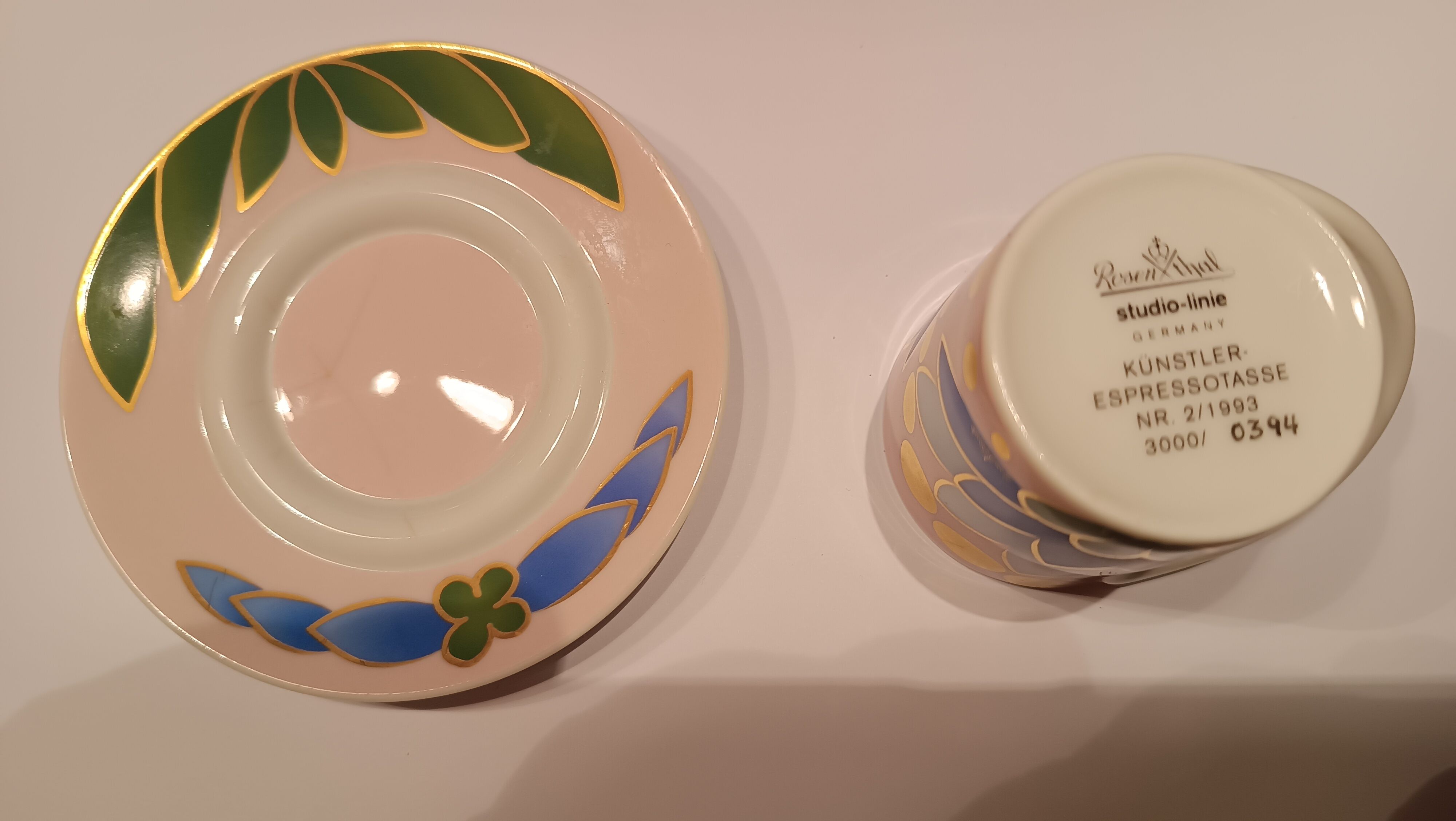 Rosenthal N°2 collector's cups, slightly chipped