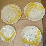 Service of ceramic plates Salins vintage Montreal yellow
