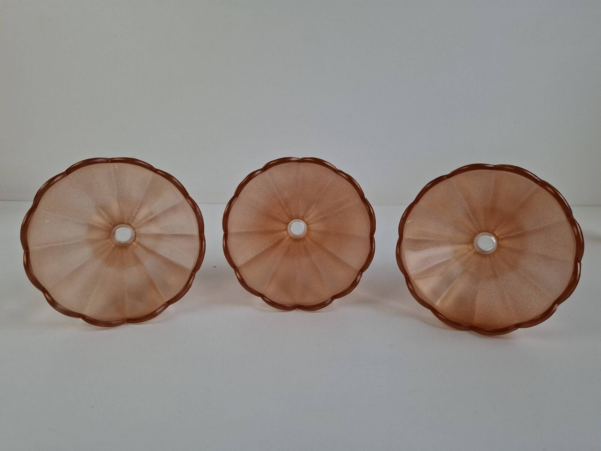 Set of 6 Art Deco Pink Rosaline Glass Dessert Bowls, Czechoslovakia, 1930s