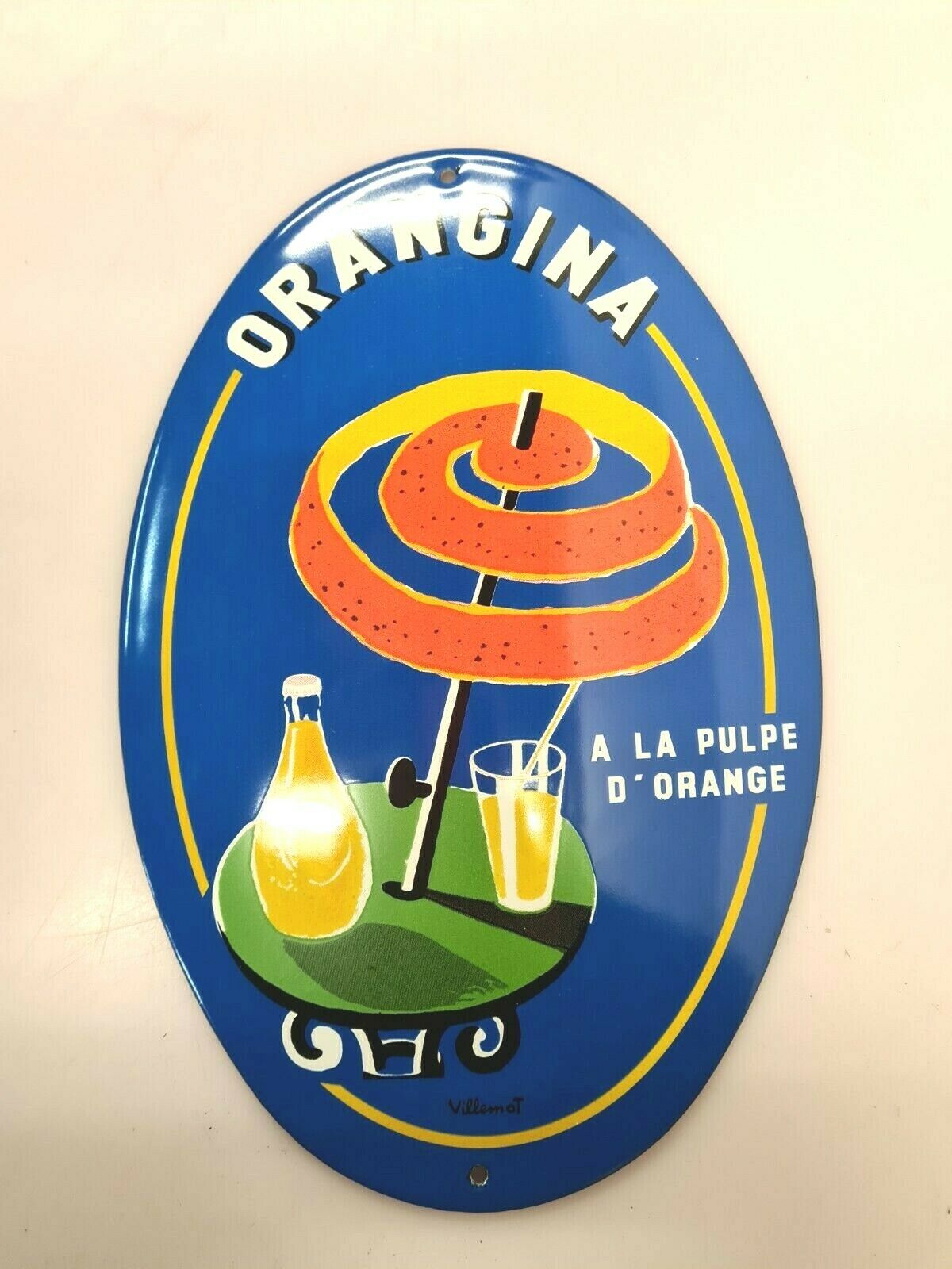 orangina enamelled plate