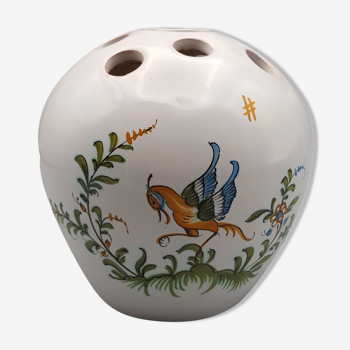 Ceramic vase Lallier Moustiers flower bird