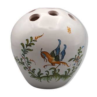 Ceramic vase Lallier Moustiers flower bird