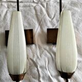 Brass and white glass wall lamps