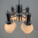 Murano Glass & Chrome Chandelier, Italy, 1970s