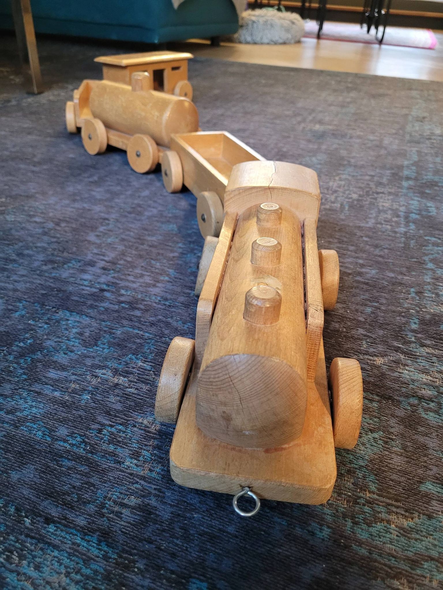 Train en bois ancien - jouet en hêtre