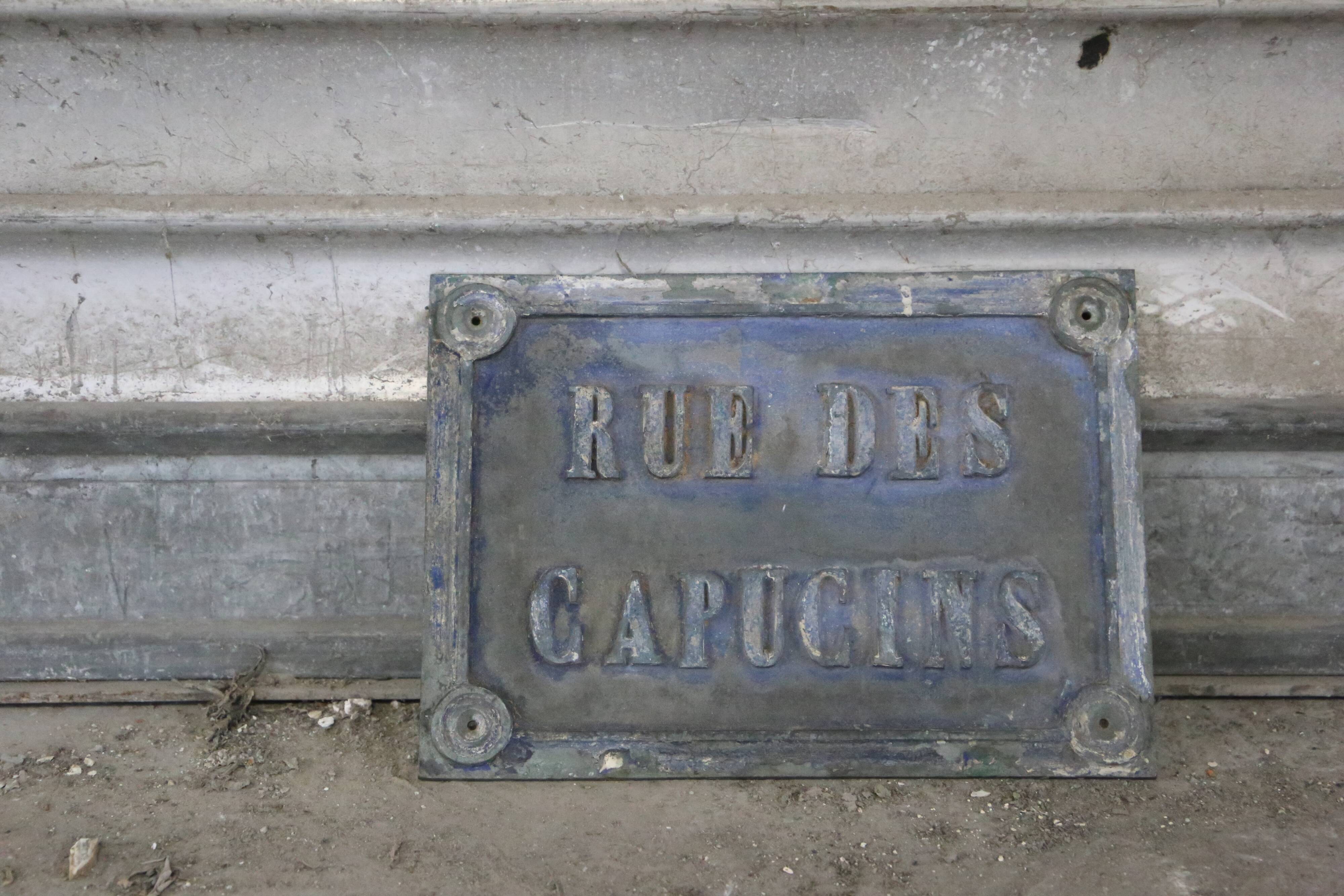 Antique street sign, cast iron, 19th century