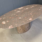 Vintage oval marble dining table, 1970s