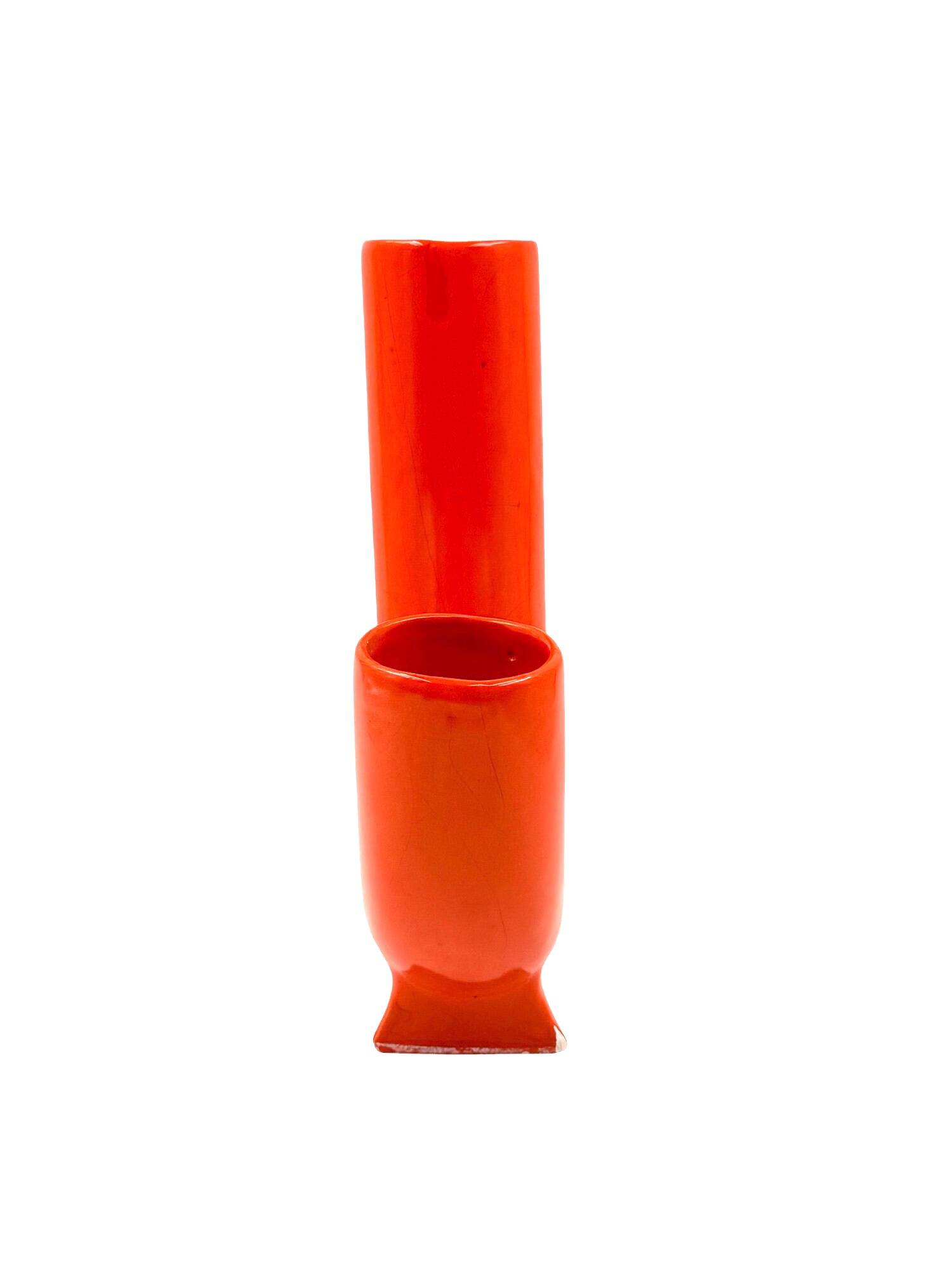Space age orange ceramic vase, Italy ca. 1960