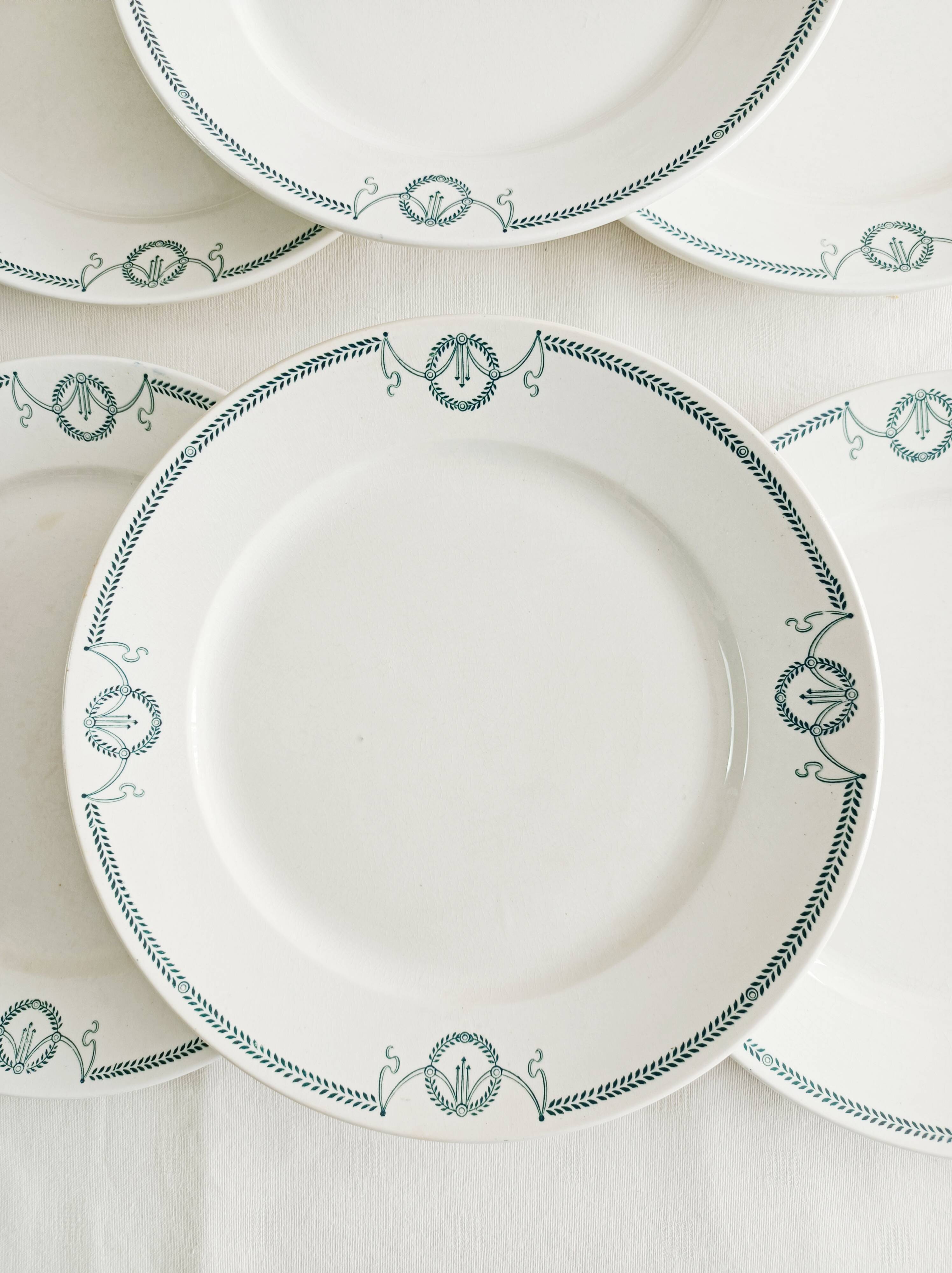 Set of 6 flat plates, ironstone, Petrus Regout, Empire.