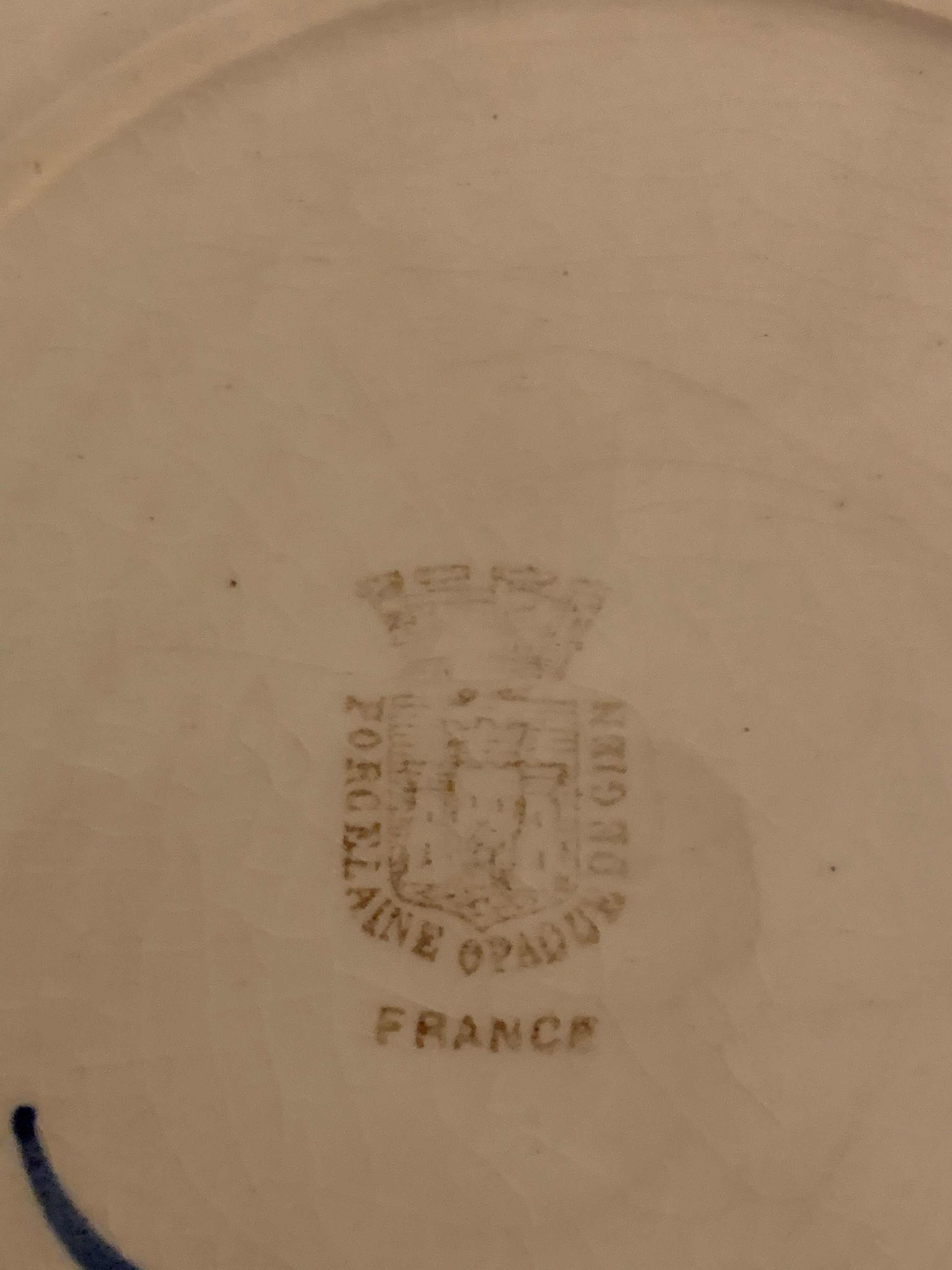 7 old Gien opaque porcelain dessert plates