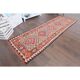1970s vintage Turkish hand-knotted wool cotton brown runner rug 90x286