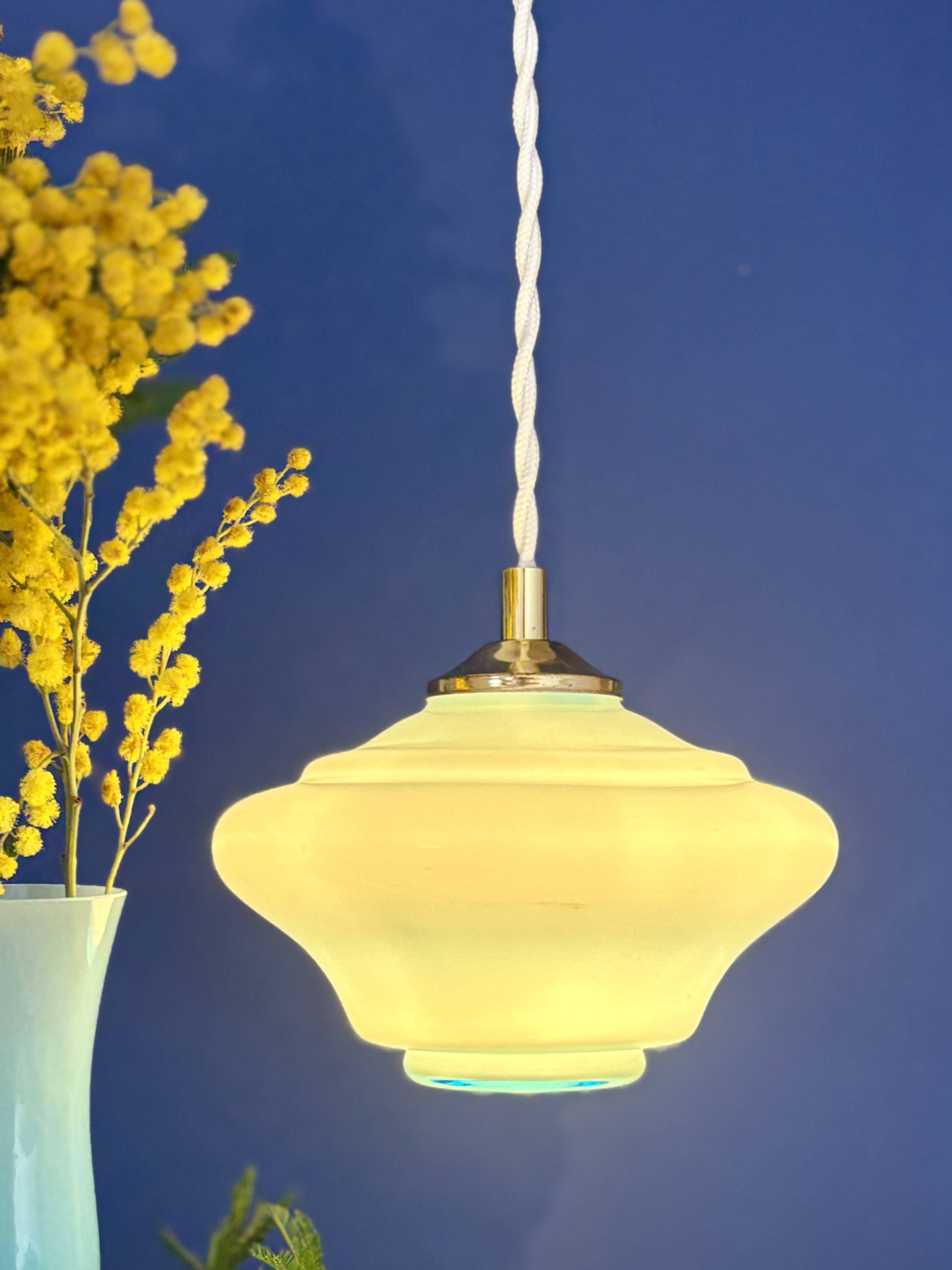 Vintage blue opaline suspension globe