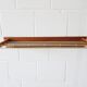 Wall coat rack with hat rack made of teak and gold metal,