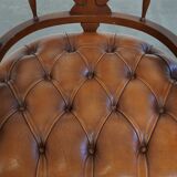 Leather and Wood Chesterfield Office Chair in English Style