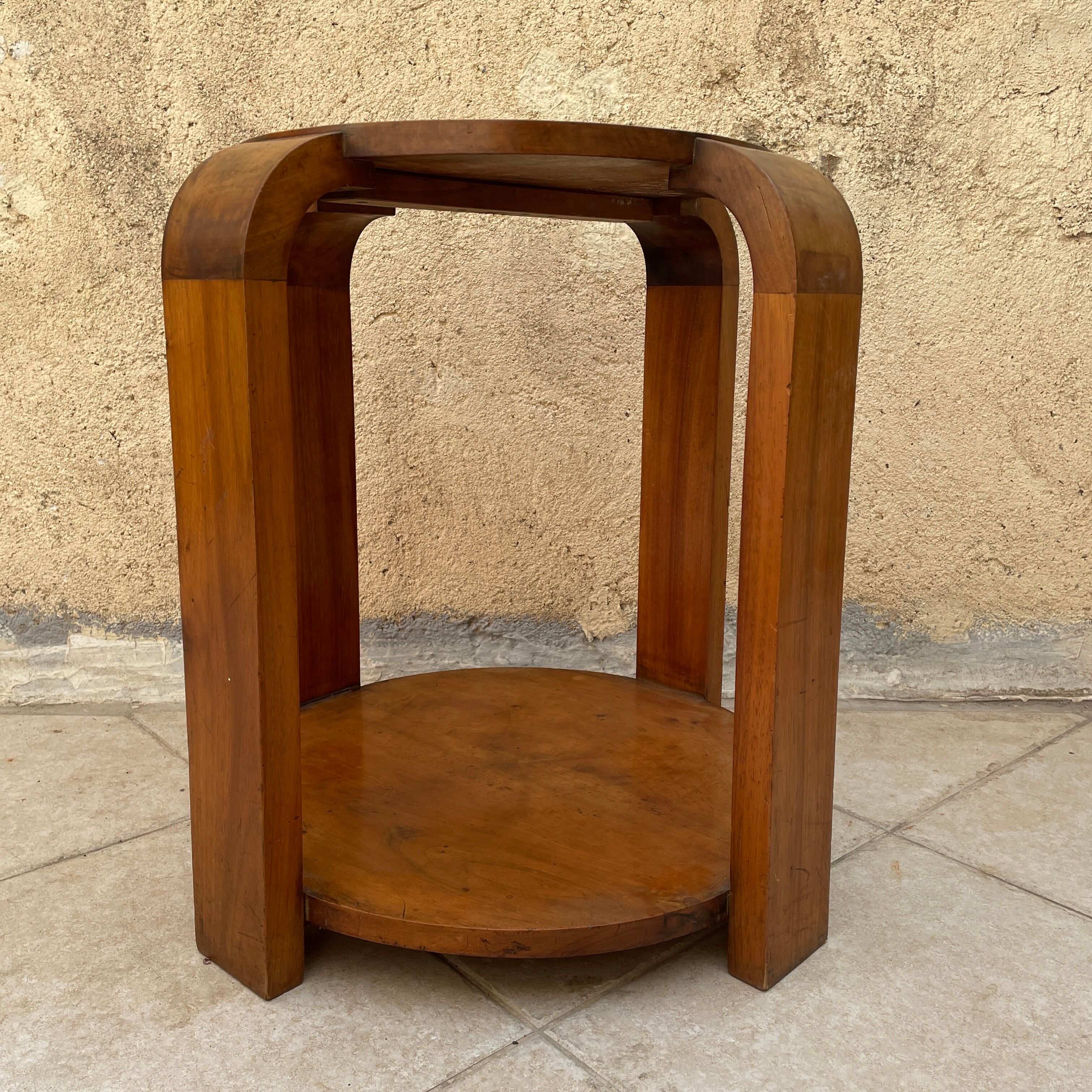 Art Deco pedestal table 1920 in solid wood
