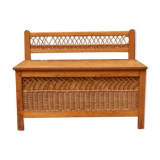 Rattan and wood bench chest