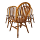 Set of 6 Scandinavian Pine Wingback Chairs, 1970s