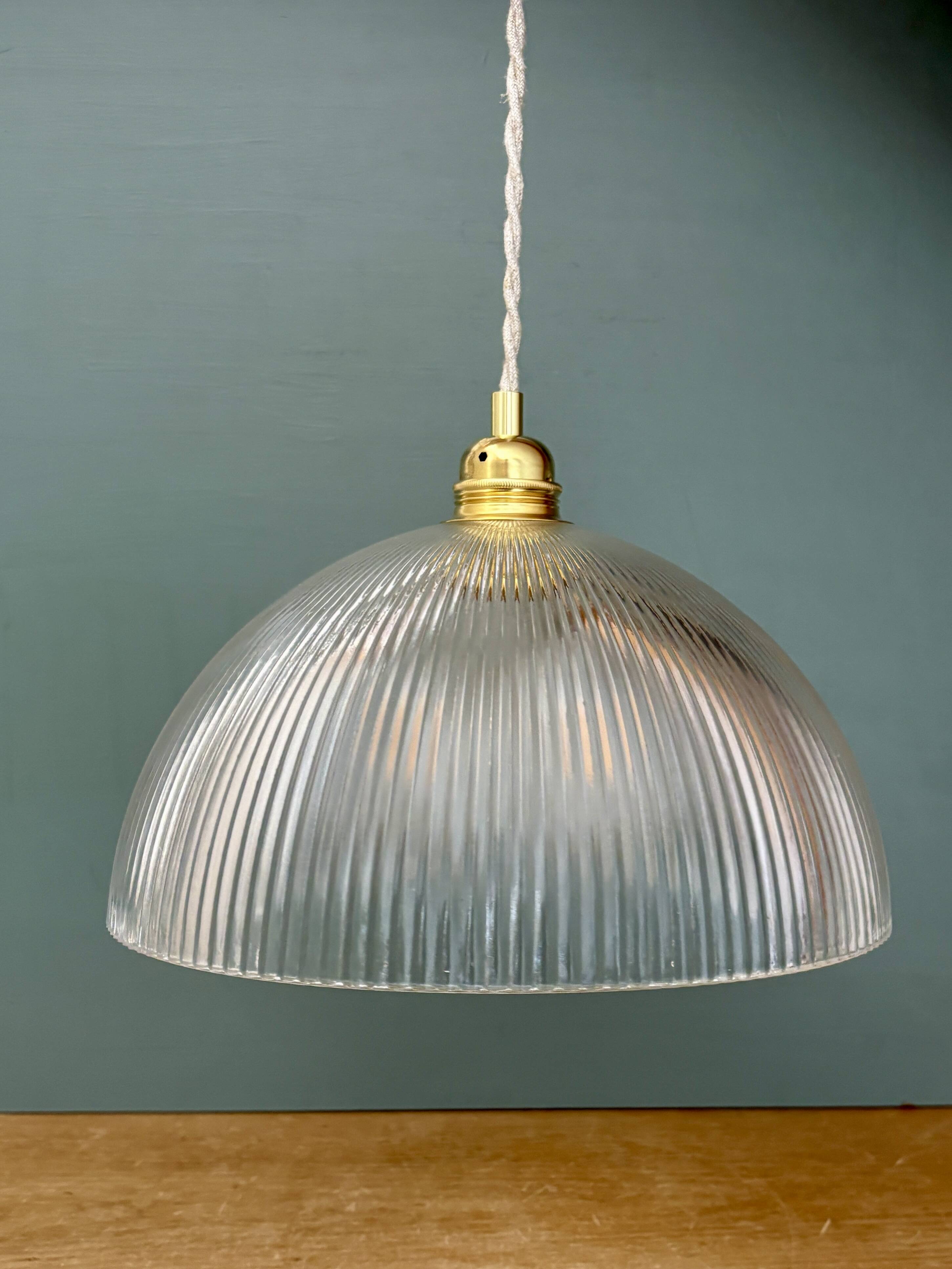 Striped glass pendant light