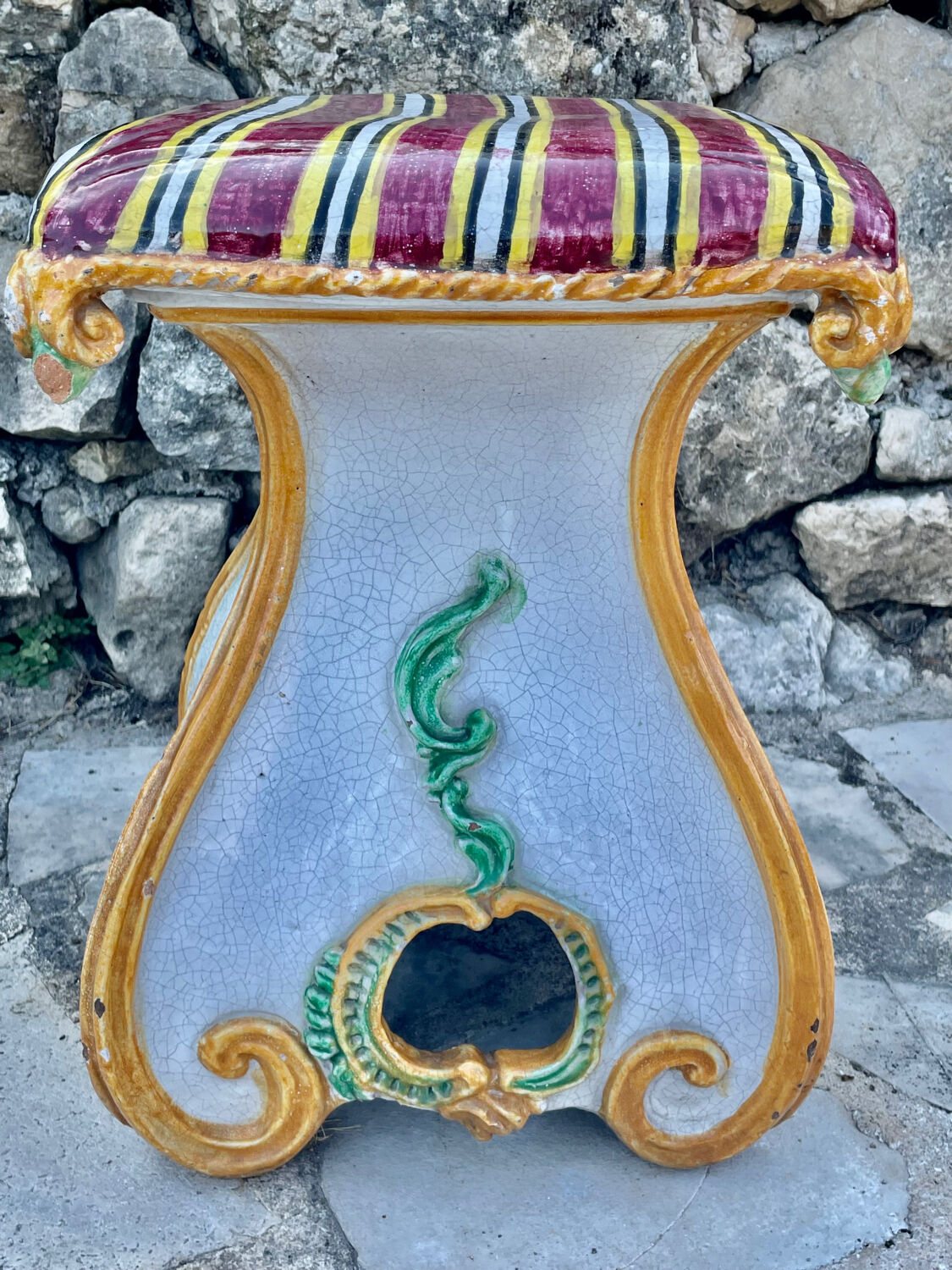 Italian ceramic garden stool