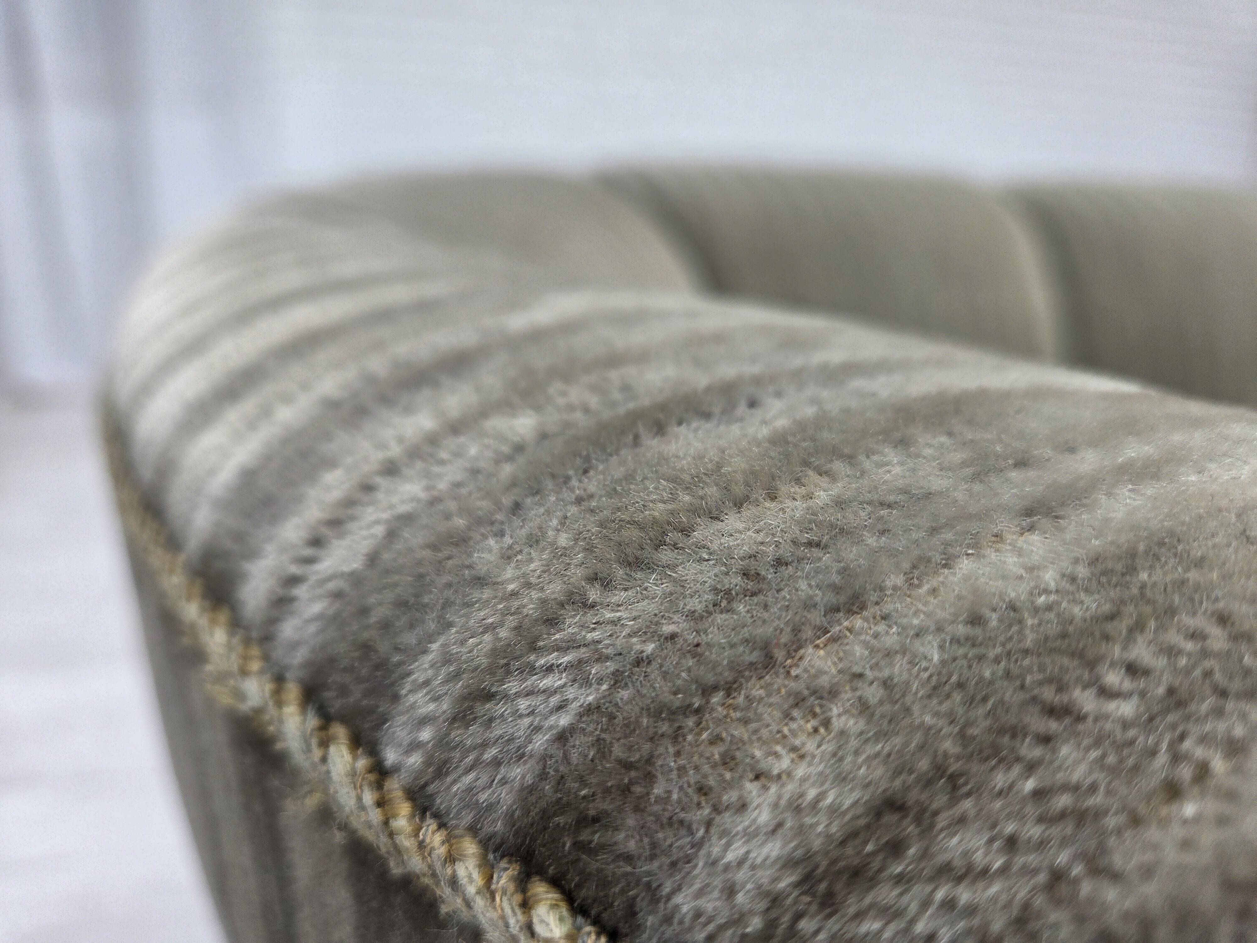 1970s, Danish 2-seater curved sofa, original furniture velour, beech wood.
