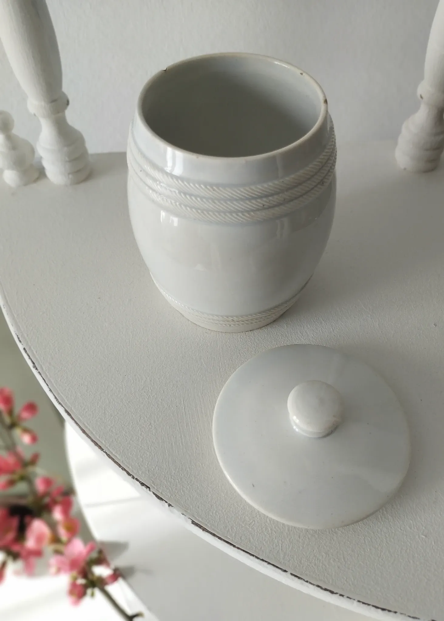 Ancien pot couvert moutardier Creil Montereau