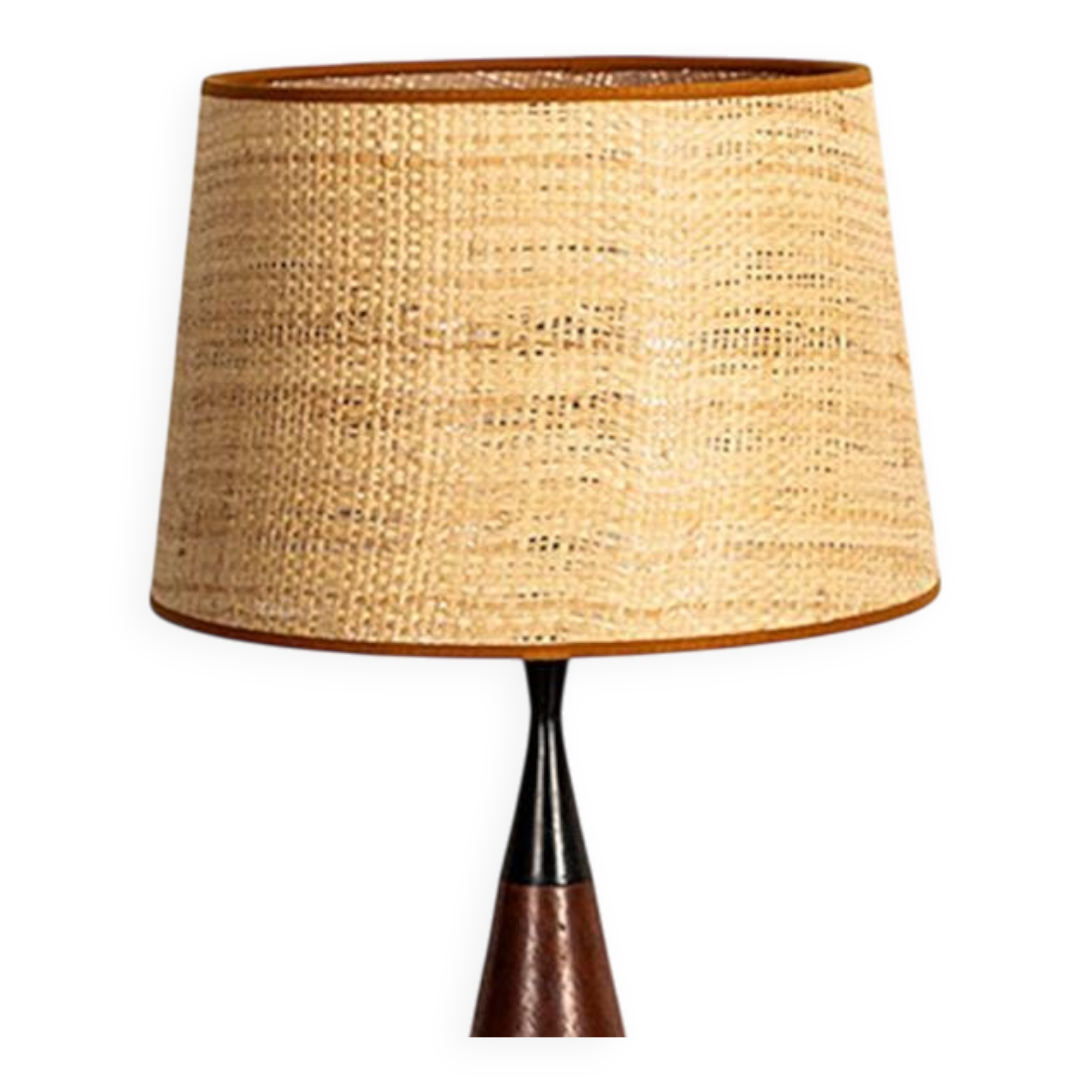 Danish keel-shaped table lamp in teak and ebony by Fog & Morup.