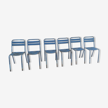 Set of 6 blue bistro chairs