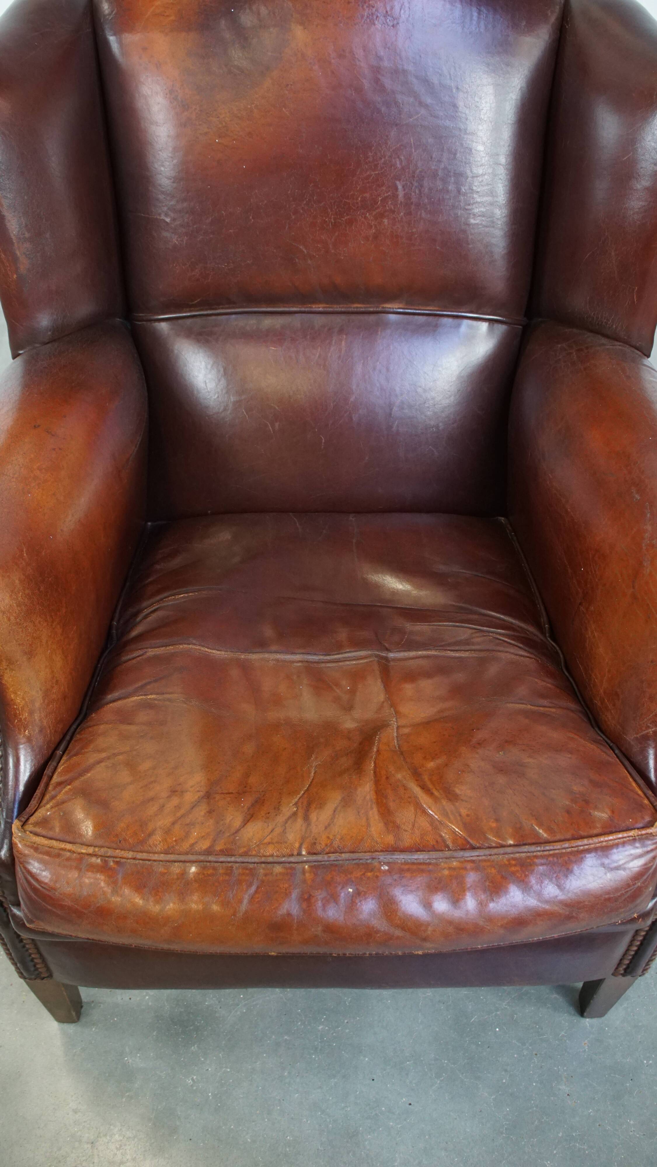 Vintage Sheepskin Wingback Chair