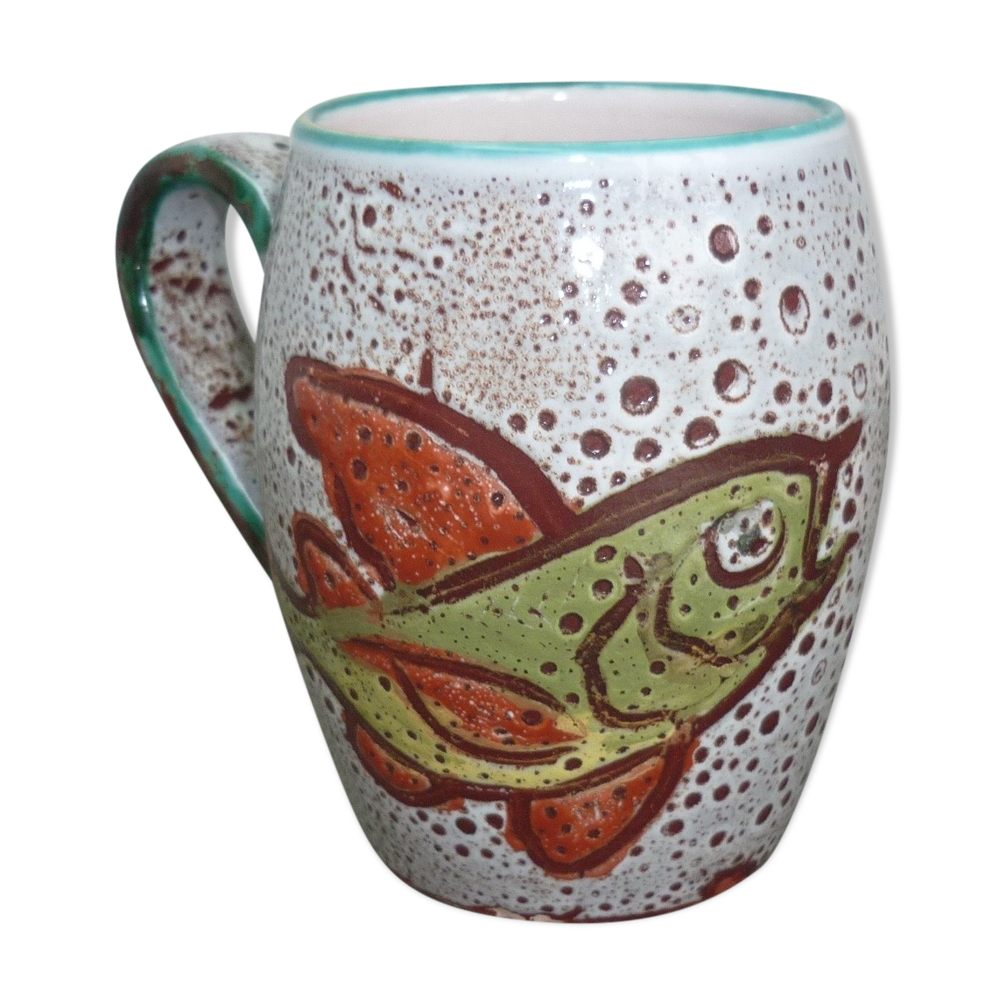 Cup/mug seaweed décor and fish Fat Lava vintage