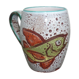 Cup/mug seaweed décor and fish Fat Lava vintage