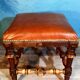 Wood and leather stool 1900s