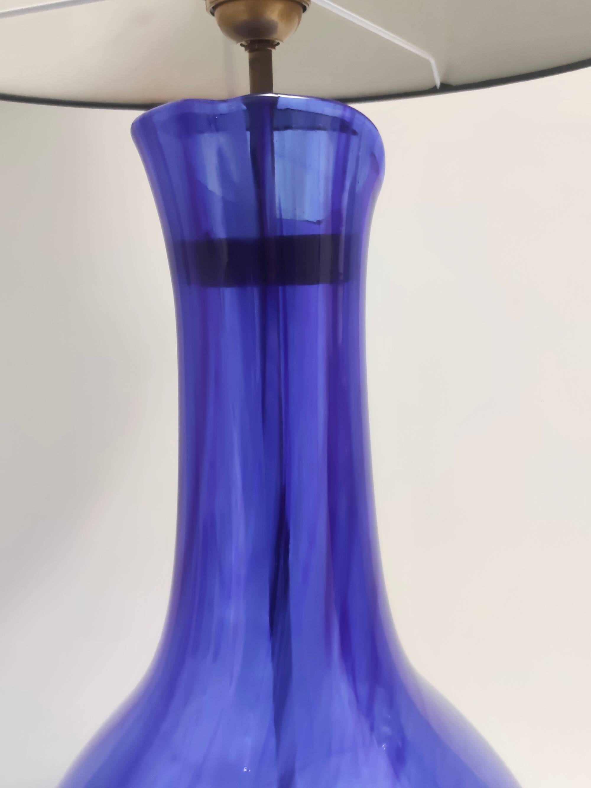Blue Murano Glass Table Lamp with or without Fabric Lampshade, Italy