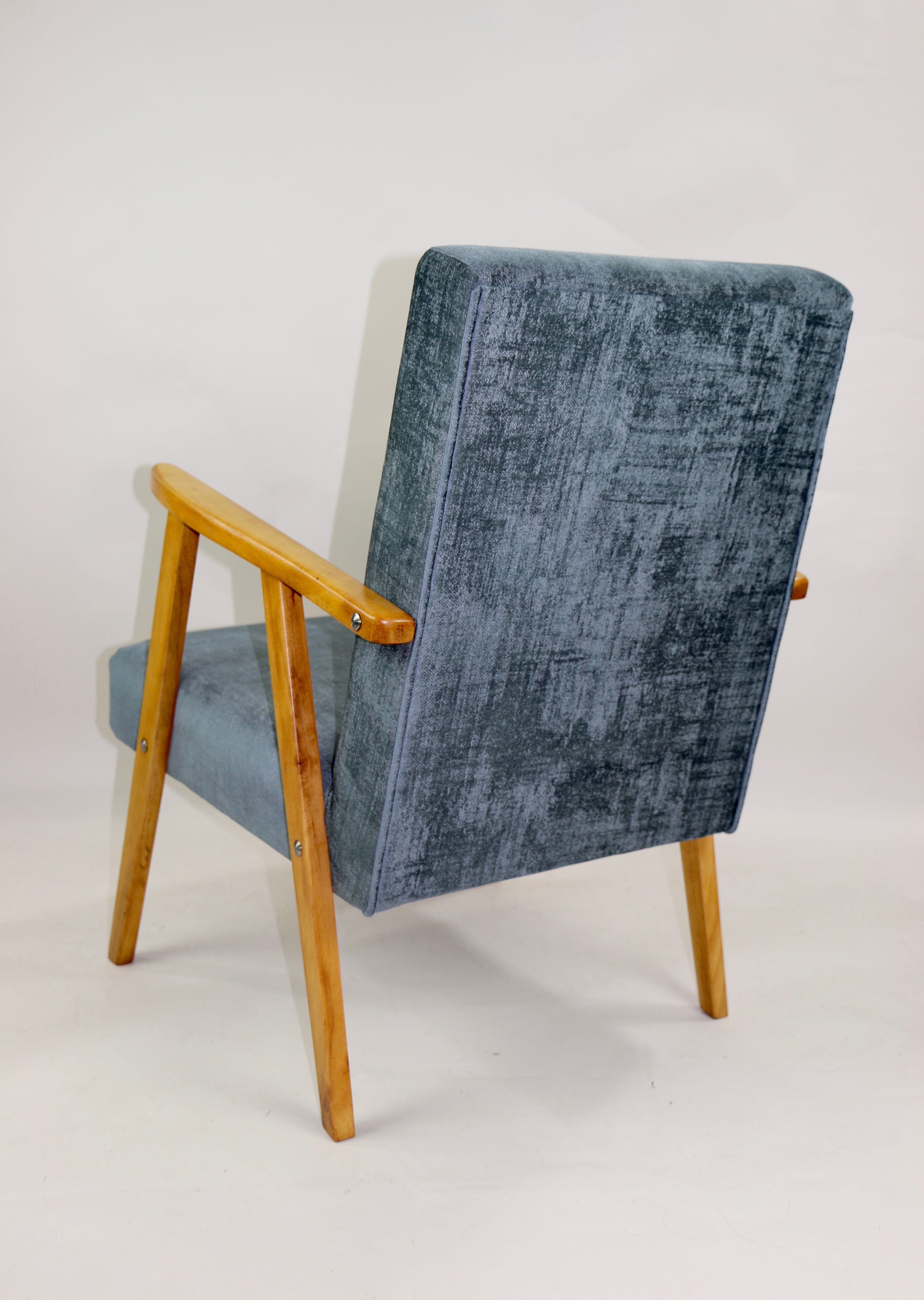 Set of 2 grey velvet armchairs, 1970s