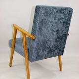 Set of 2 grey velvet armchairs, 1970s