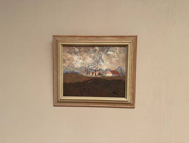 Original Swedish Oil on Panel – “Landscape” by Bertil Wahlberg – Signed – Vintage and Framed – 48 × 41.5 cm (18.9" × 16.3")