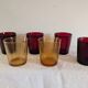 6 vintage glasses Lever France amber and ruby from the 1970s