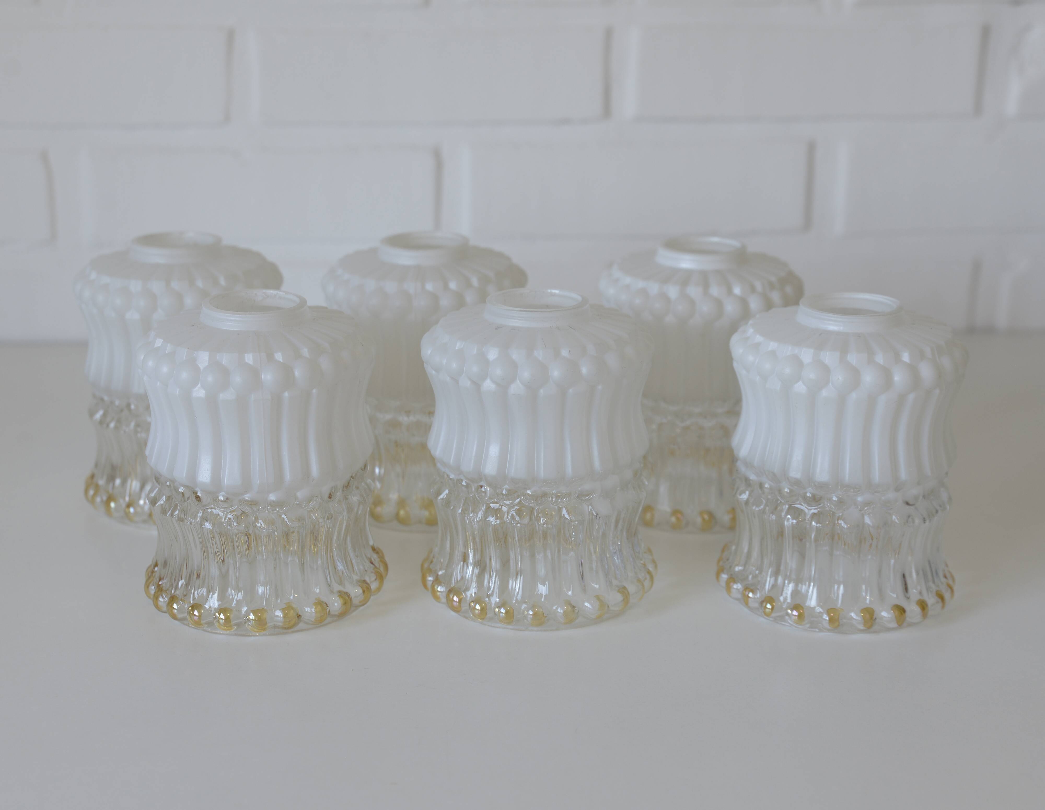 Set of 6 Vintage Replacement Glass Shades / DIY Hanging Lamp / Bedside Ligh